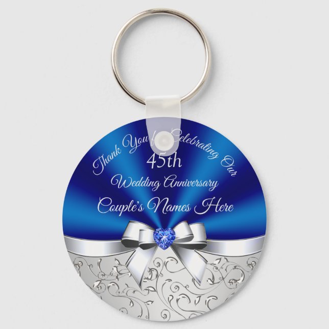 Personalised, 45th Wedding Anniversary Party Ideas Key Ring (Front)