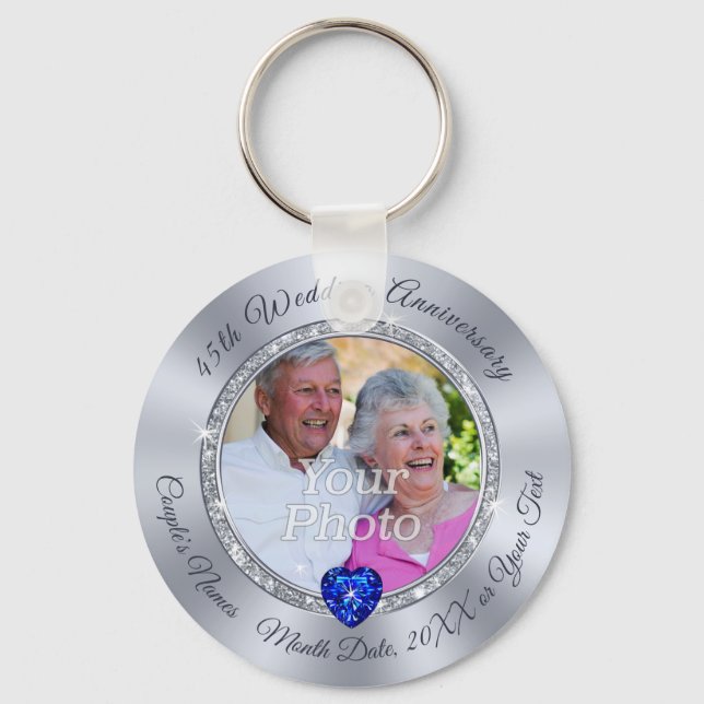 Personalised 45th Wedding Anniversary Party Ideas Key Ring (Front)