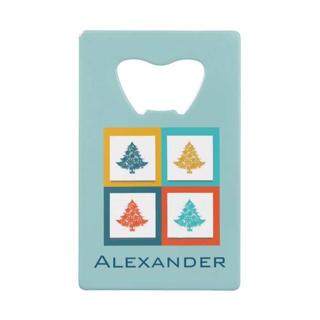 Personalised 4 Christmas Trees Retro Design (Front)