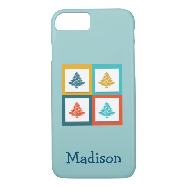 Personalised 4 Christmas Trees Retro Design Case-Mate iPhone Case (Back)