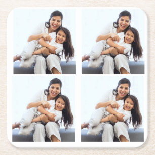 Personalised 4 collage Photos Custom Square Paper Coaster