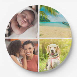 Personalised 4 Photo Collage Custom Paper Plate