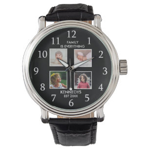 Personalised  4 Photo Collage Family Name Black Watch