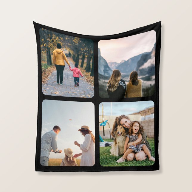 Personalised 4 Photo Collage Fleece Blanket (Creator Uploaded)