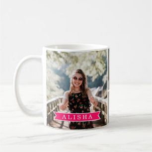 Personalised 4 Photo Collage Girls Name Coffee Mug