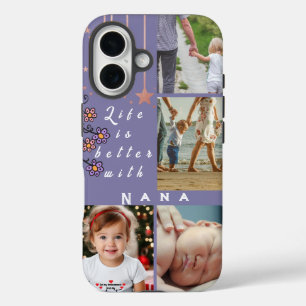 Personalised 4 Photo Collage Life is better Nana iPhone 16 Case