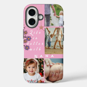 Personalised 4 Photo Collage Life is better Nana iPhone 16 Case