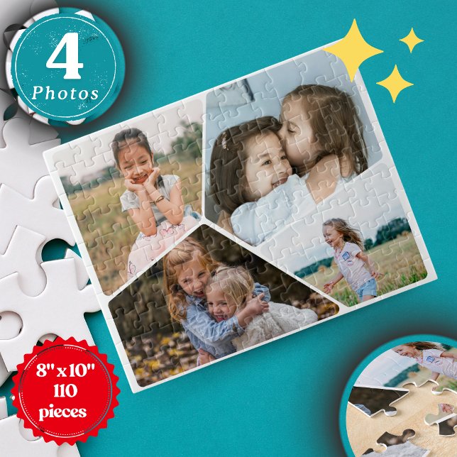 Personalised 4-Photo Collage Puzzle | 8" x 10" (Custom 4-Photo Collage Puzzle – Personalized Minimalist 8"x10" Jigsaw (110 Pieces) | Unique Gift)