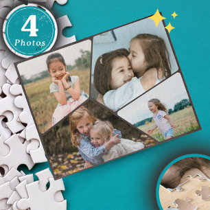 Personalised 4-Photo Collage Puzzle   Custom Gift