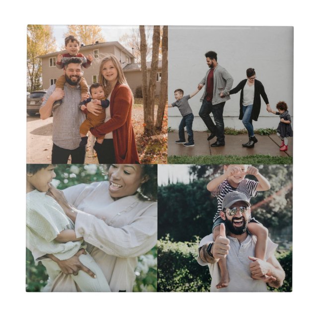 Personalised 4 Photo Collage Tile (Front)