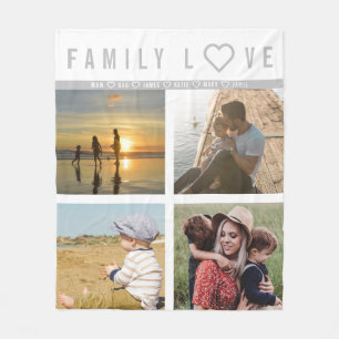 Personalised 4 Photo Family Love Memories Fleece Blanket