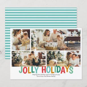 Personalised 4 Photo Jolly Holidays Christmas Holiday Card