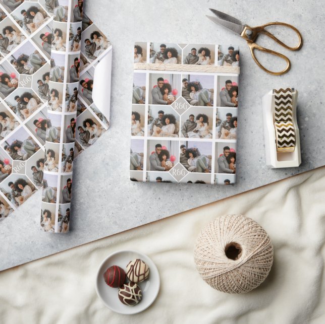 Personalised 4 Photo Monogram Wrapping Paper (Crafts)