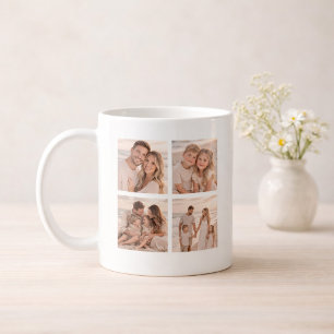 Personalised 4 Photo Name and Date Memory Coffee Mug