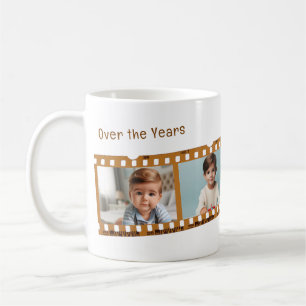 Personalised 4-Photo Old Film Strip Timeline Brown Coffee Mug