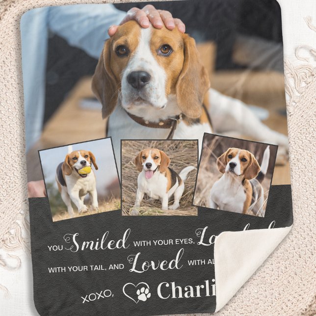 Personalised 4 Photo Remembrance Poem Pet Memorial Sherpa Blanket (Creator Uploaded)