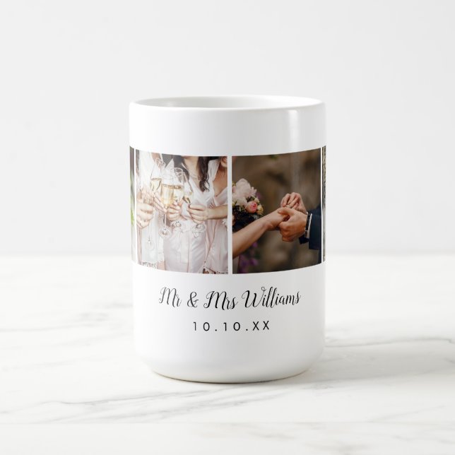 Personalised 4 Wedding Photo Story Collage Coffee Mug (Center)