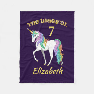 Personalised 4th 5th 6th 7th 8th Birthday Unicorn Fleece Blanket