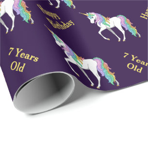 Personalised 4th 5th 6th 7th 8th Birthday Unicorn Wrapping Paper