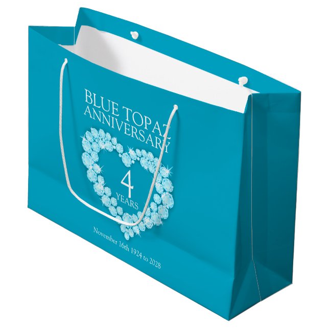 Personalised 4th anniversary photo gift bag (Front Angled)