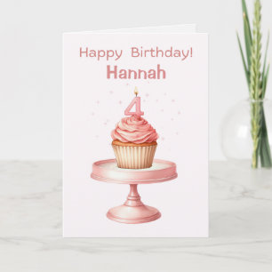 Personalised 4th Birthday Cupcake Card