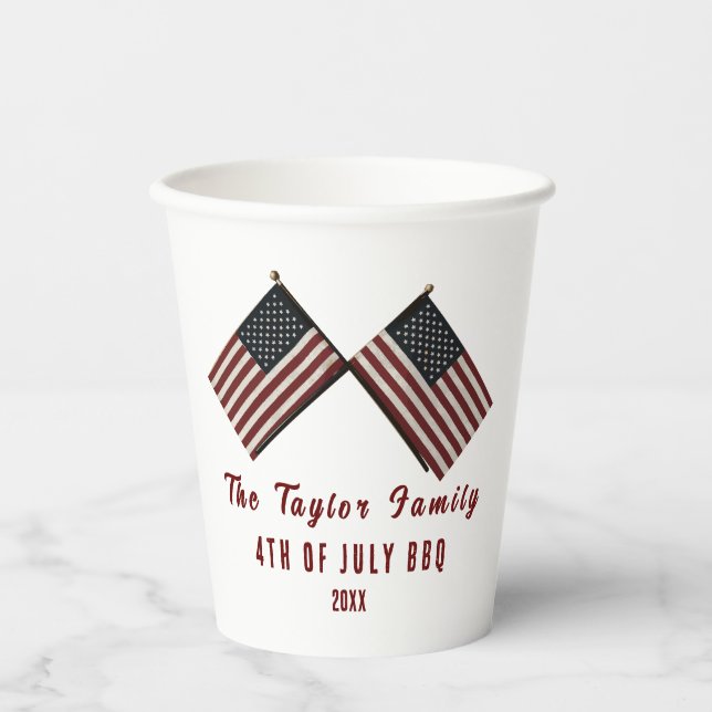 Personalised 4th of July American Flag Paper Cups (Front)