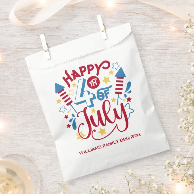 Personalised 4th of July BBQ Favour Bags (Clipped)
