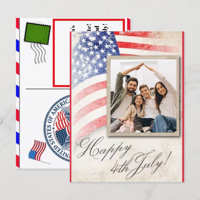 Personalised 4th of July Birthday Cards  (Front/Back)