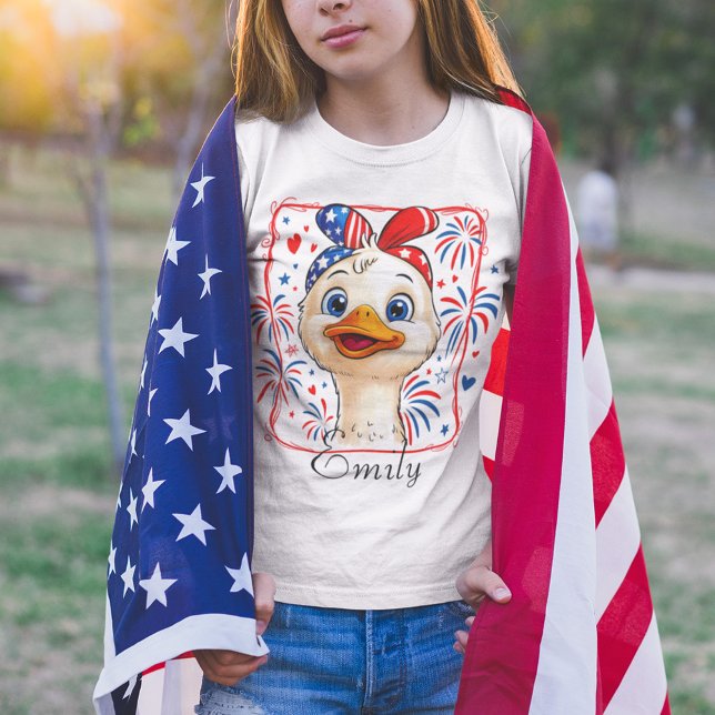 Personalised 4th of July Goose Girl Patriotic USA T-Shirt (Creator Uploaded)