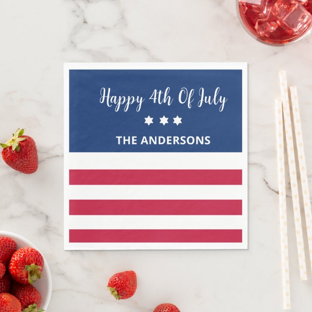 Personalised 4th Of July Paper Napkins (Insitu)
