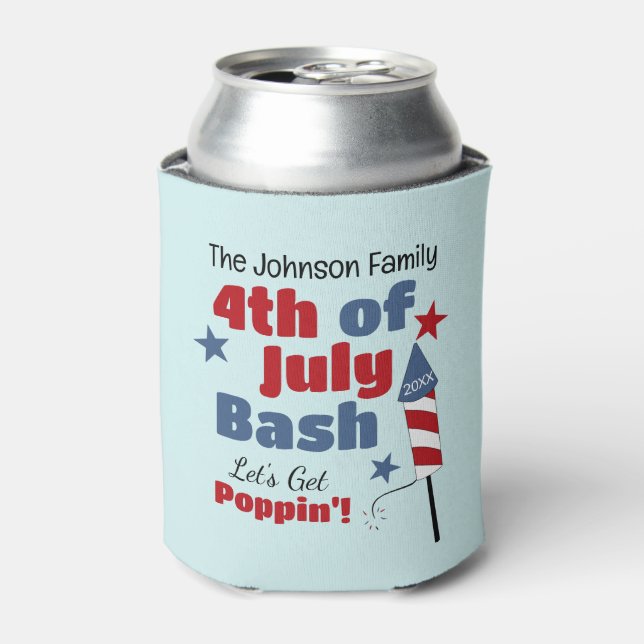 Personalised 4th of July Party Can Cooler (Can Front)