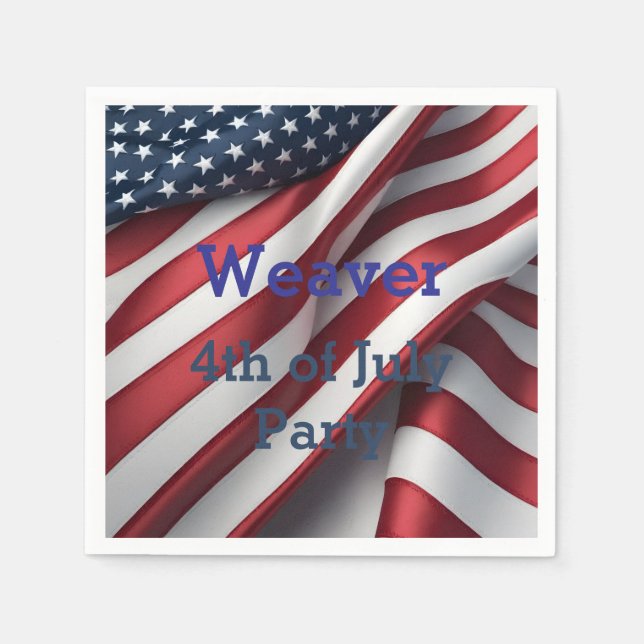 Personalised 4th of July Party Napkin (Front)