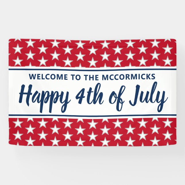 Personalised 4th Of July Party Stars And Stripes Banner (Horizontal)