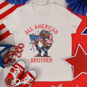 Personalised 4th Of July Patriot Dinosaur Matching T-Shirt