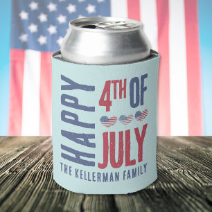 Personalised 4th Of July Patriotic American Flag Can Cooler