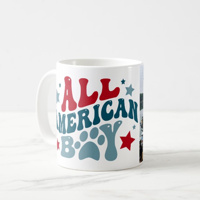 Personalised 4th of July Photo Dog Mug (Front Left)