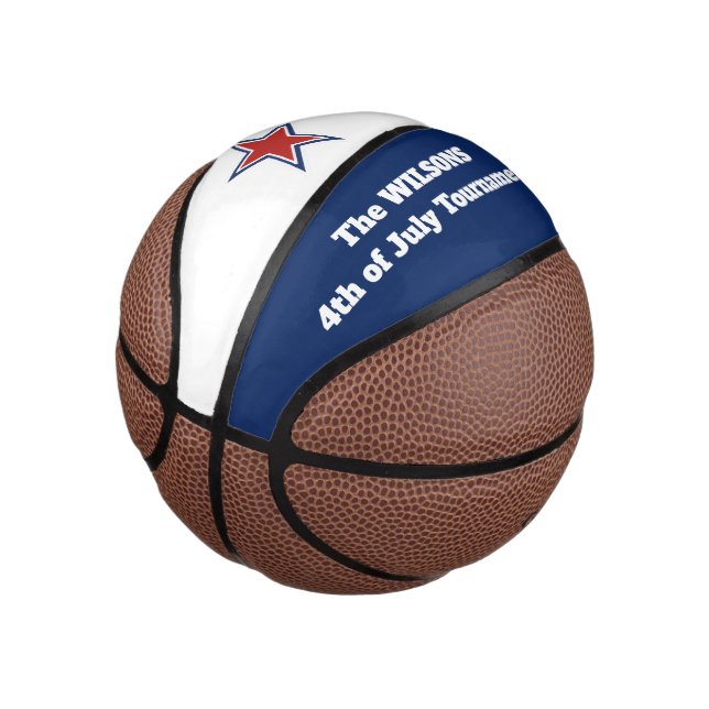 Personalised 4th of July/Red Star Mini Basketball (Angled)
