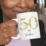 Personalised 50 And Fabulous 50th Birthday Coffee Mug<br><div class="desc">Personalised,  beautiful and unique 50 and fabulous 50th birthday mug. Add your special message (or just the name) to the rear for that extra touch.</div>