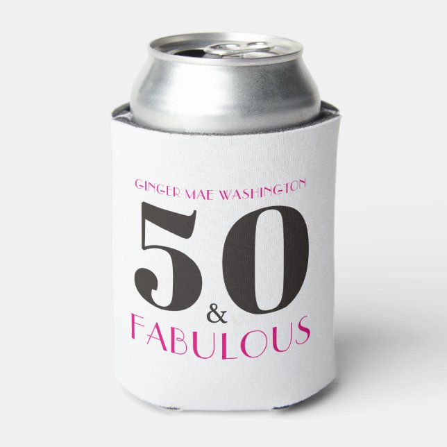 Personalised 50 and Fabulous Birthday Party Supply Can Cooler (Can Front)