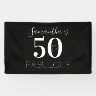 Personalised 50 and fabulous Black White Birthday Banner