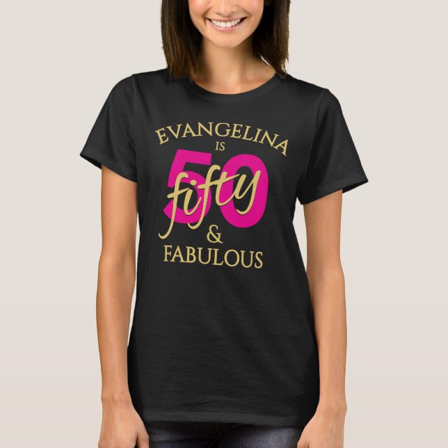 Personalised 50 and Fabulous Fiftieth Birthday  T-Shirt (Front)