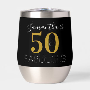 Personalised 50 and fabulous Gold Black Birthday