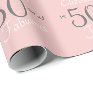 Personalised 50 and Fabulous Pink 50th Birthday Wrapping Paper
