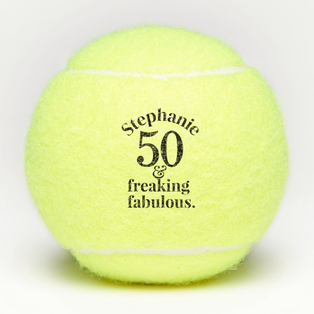 Personalised 50 & Fabulous Birthday Tennis Balls (Front)