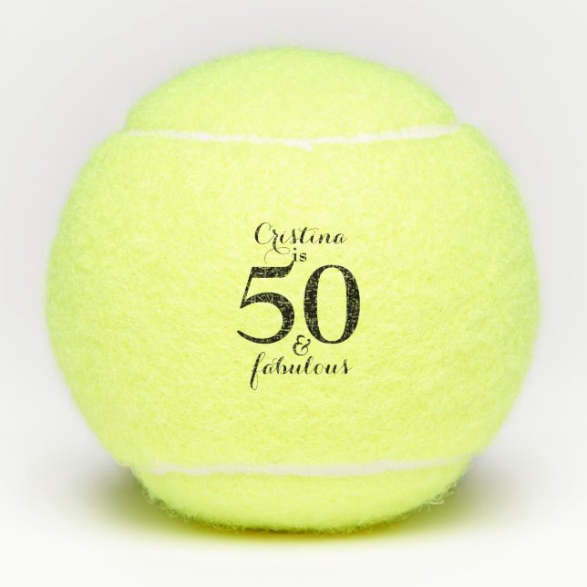 Personalised 50 & Fabulous Tennis Ball (Front)
