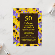Personalised 50 & Fabulous Yellow & Purple Floral