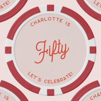 Personalised 50 Fifty Fiftieth Birthday Poker Chips