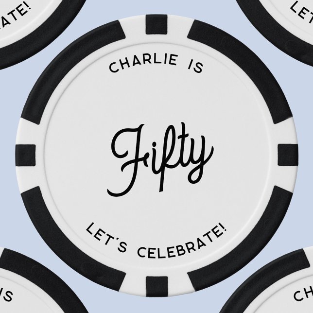 Personalised 50 Fifty Fiftieth Birthday Poker Chips (Personalized custom text fifty 50th birthday poker chips)