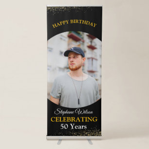 Personalised 50 Happy Birthday Photo Celebration Retractable Banner