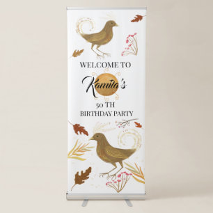Personalised 50 th birthday elegant bird retractable banner